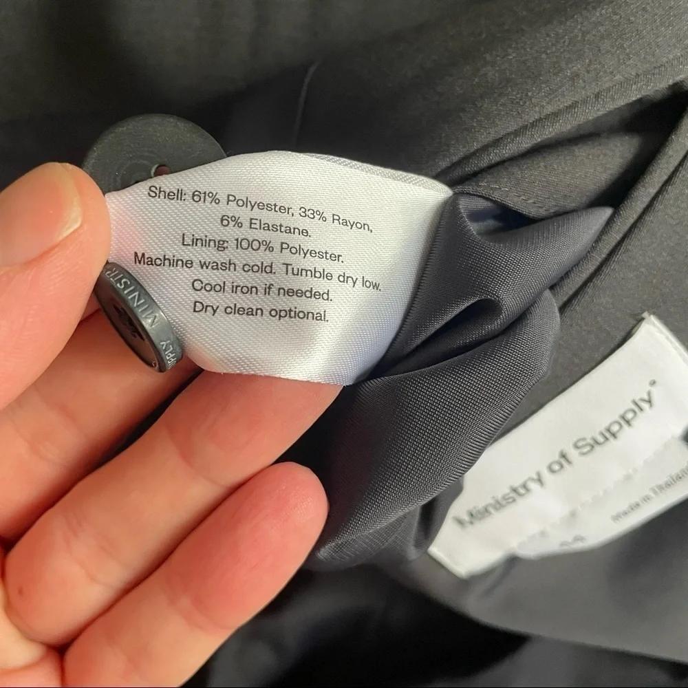 Ministry of Supply Velocity Suit Jacket Blazer Dark Charcoal Size 44 Trim Fit